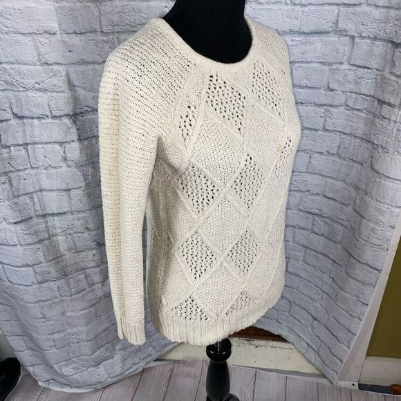 American eagle open knit scoopneck sweater off white sz S women - Picture 2 of 11